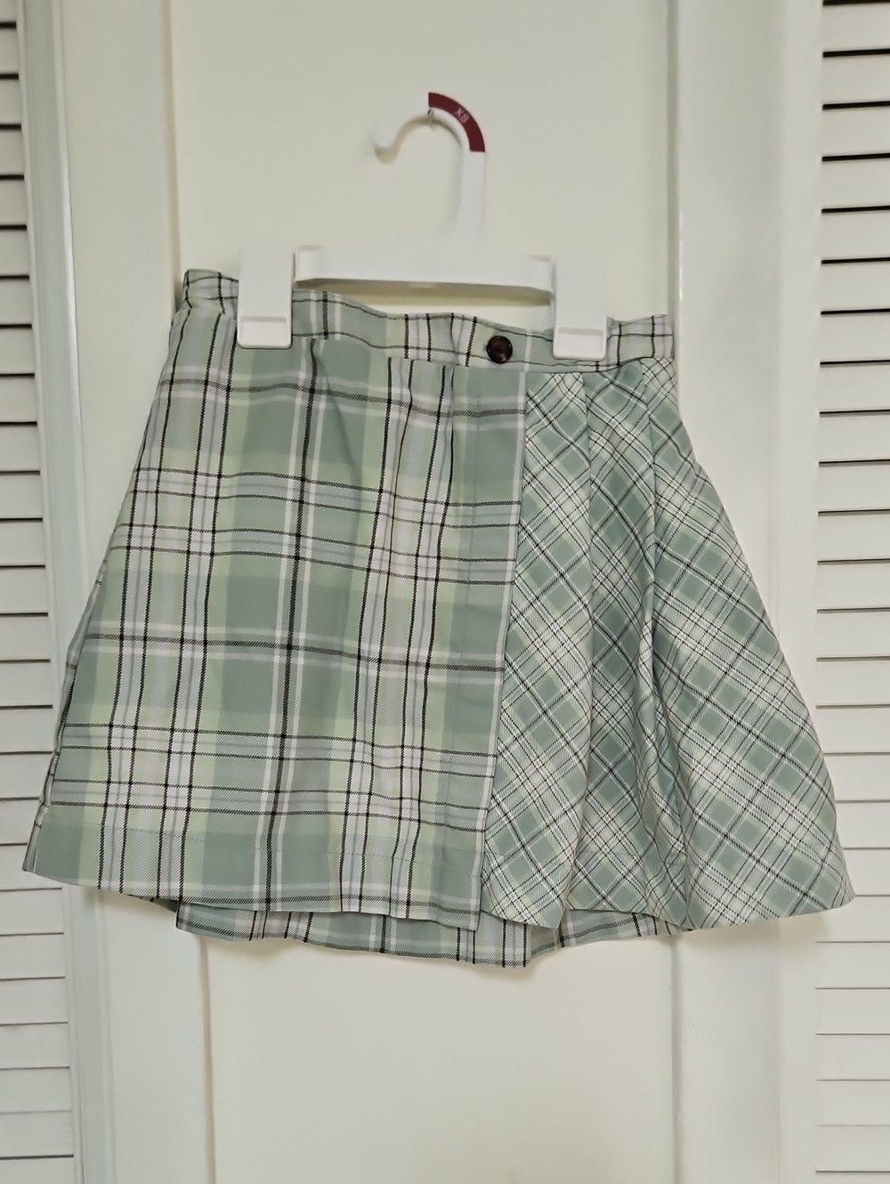 Girl's Wonder Nation Sage Green Plaid Skort